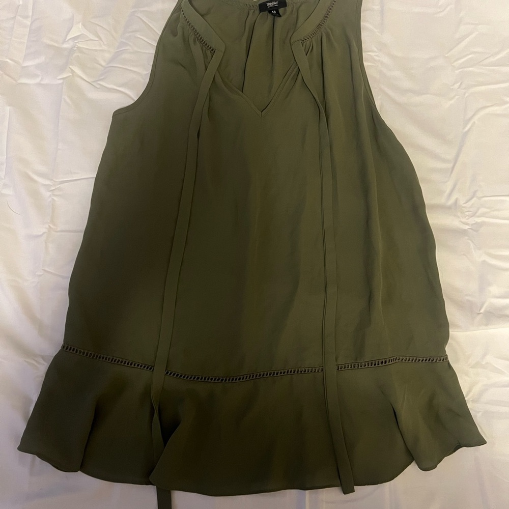 Olive Green Sleeveless Women's Top